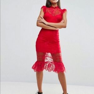 Lady in an All Red Valentines Day Lace Dress!❤️❤️